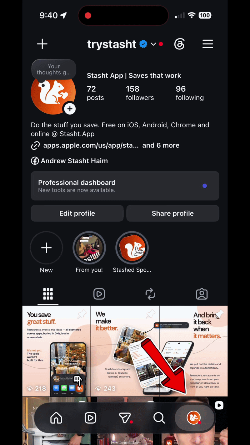 Demo showing where saved Instagram Reels live in the Instagram app